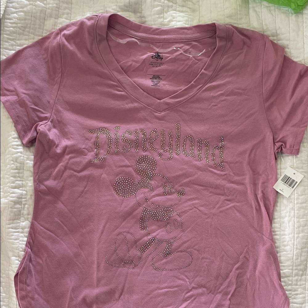 Authentic Disney Lavender color Short Sleeve NWT rhinestone Tee